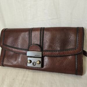 Vintage Fossil Tri-Fold Brown Leather Wallet SL2946 Long Live Vintage *read*